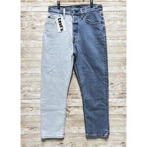 Levis 501xx Button Fly Two Tone Straight Denim Jeans Womens 27x26 NWT Spliced